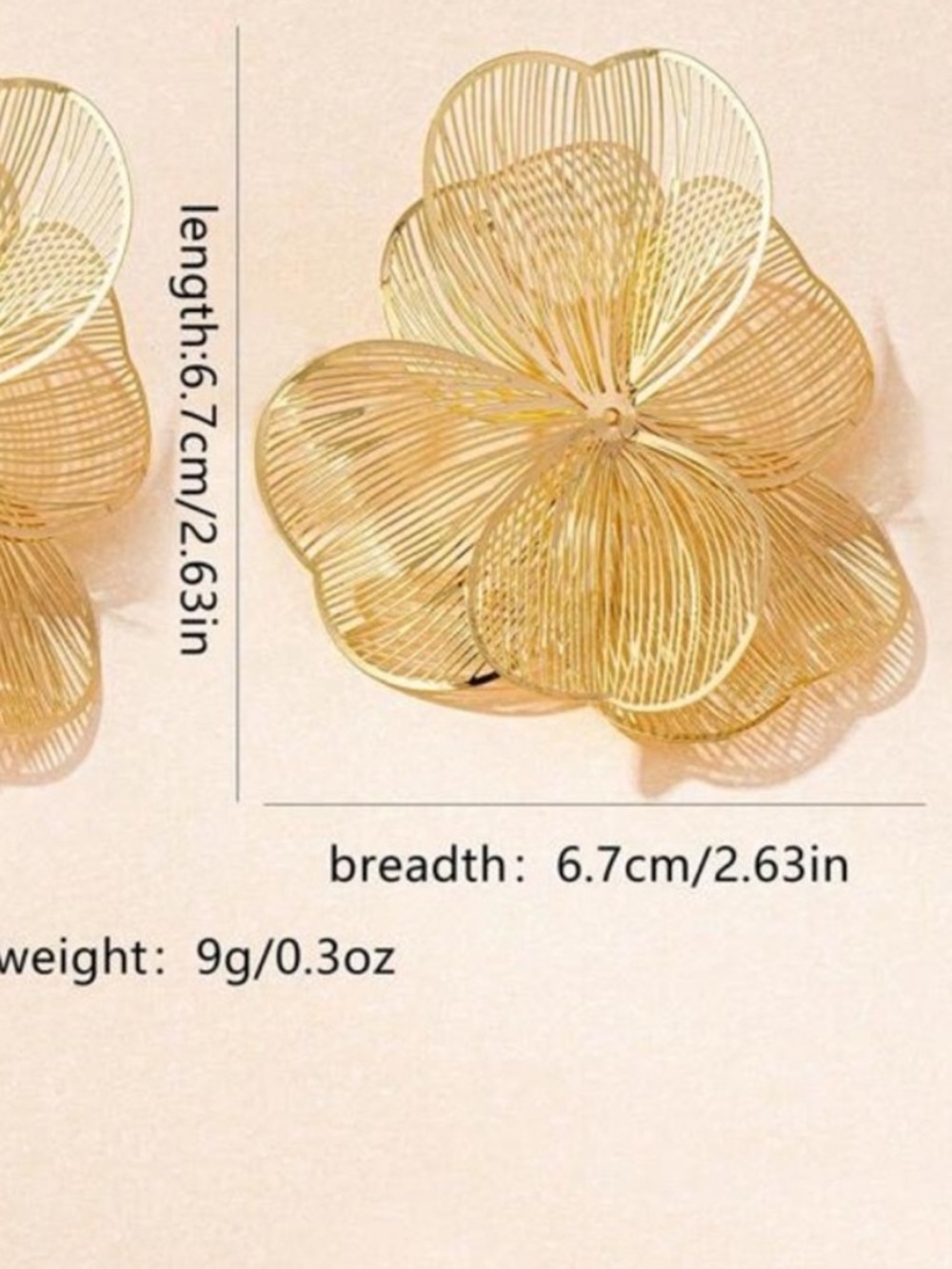 Anthropologie Gold Oversized Floral Drop Earrings - Picture 3 of 3